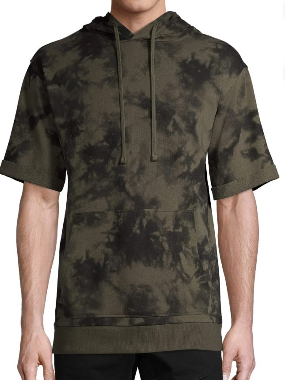 No Boundaries Olive Tie-Dye Short-Sleeve Hoodie